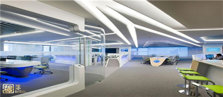 色彩鮮明的辦公室裝修視覺效果，報(bào)告我們也要這樣的裝修效果