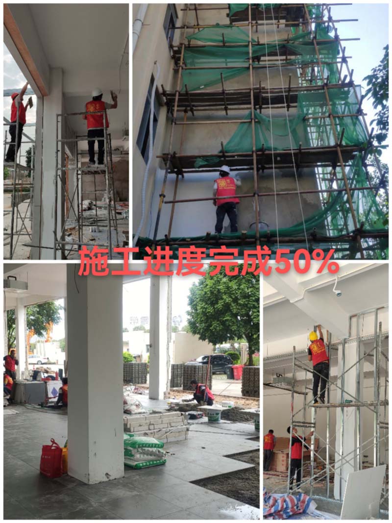 南寧英輪名駒摩托車(chē)4S店裝修施工進(jìn)度完成50%&mdash;燦源裝飾